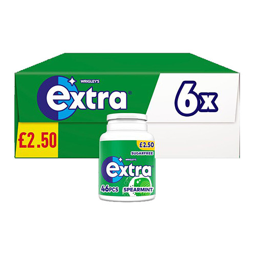 Extra Chewing Gum Bottle Sugar Free Spearmint x46 Pieces   46pce × 6 × 1