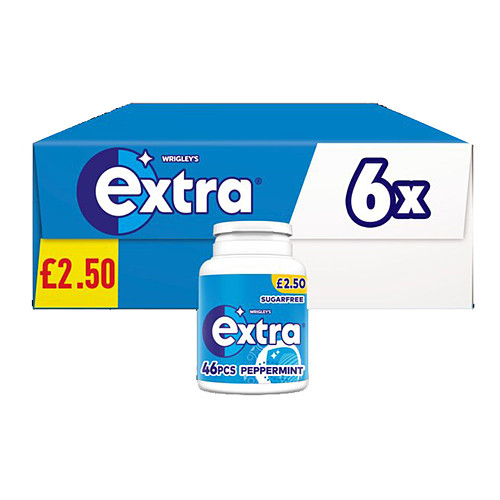 Extra Chewing Gum Bottle Sugar Free Peppermint x46 Pieces   046pce × 6 × 1