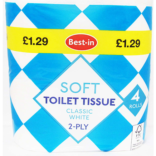 Bestin Soft Toilet Tissue White   4Roll × 12 × 1
