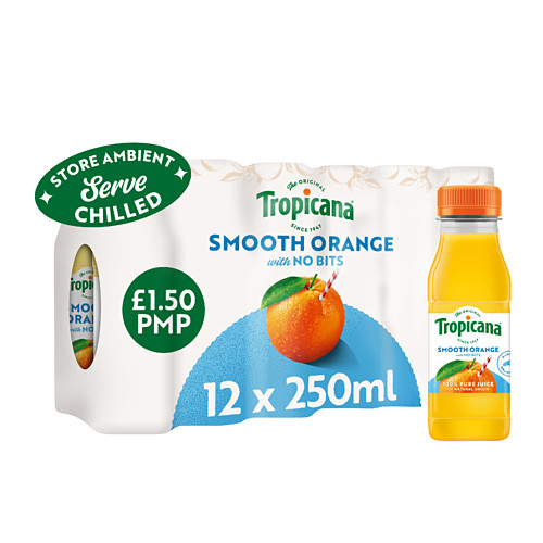 Tropicana Smooth Orange Fruit Juice 250ml 250ml × 12 × 1