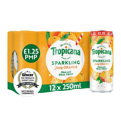 Tropicana Sparkling Zesty Orange Juice Drink   250ml 250ml × 12 × 1