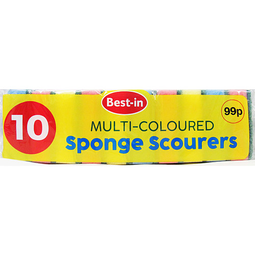 Bestin Multicolour Sponge Scourer  99p 10pk × 10 × 1