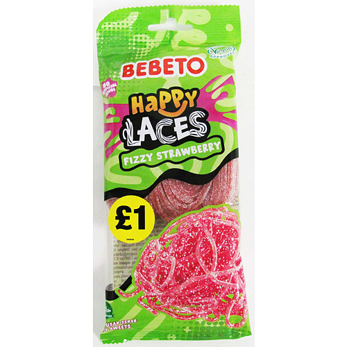 Bebeto Strawberry Fizzy Laces   1 140g × 12 × 1