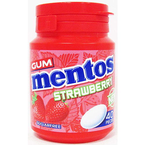 Mentos Strawberry Gum Bottle 40p 56g 56g × 6 × 1