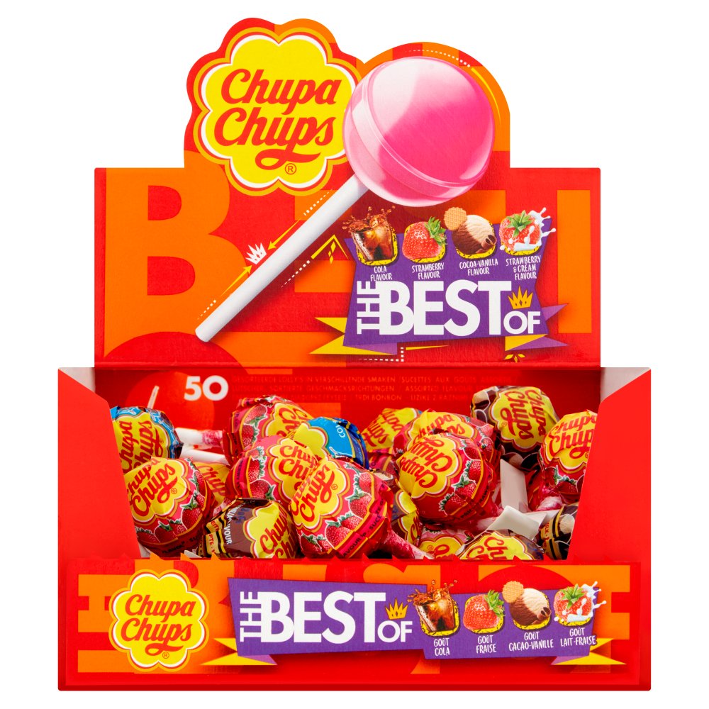 Chupa Chups The Best of 50 Assorted Flavour Lollipops 600g 13g × 50 × 8