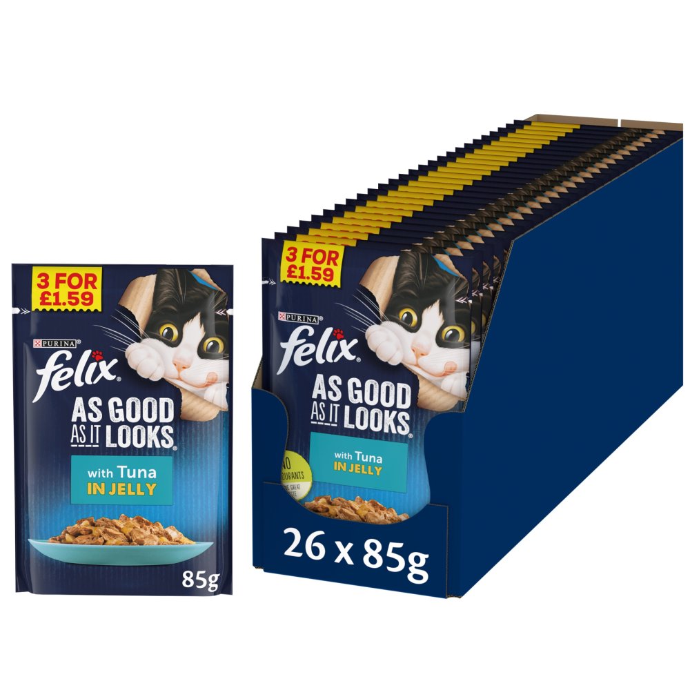 FELIX As Good As it Looks Tuna in Jelly Wet Cat Food 85g  85g × 26 × 1