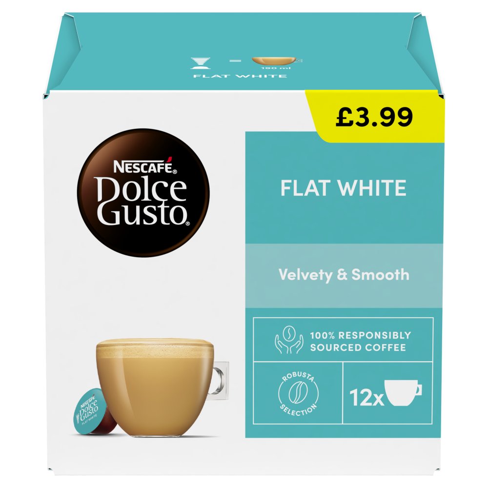 Nescafé Dolce Gusto Flat White Coffee Pods x12 (6 Servings) 140g × 3 × 1
