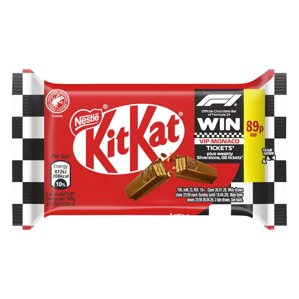 KitKat F1 4 Finger Milk Chocolate Biscuit Bar 41.5g 89p 41.5g × 24 × 1