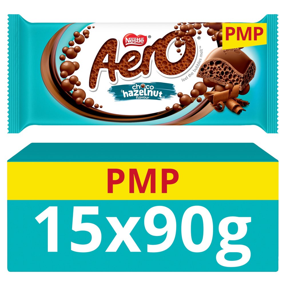 Aero Hazelnut Chocolate Sharing Bar 90g   90g × 15 × 1