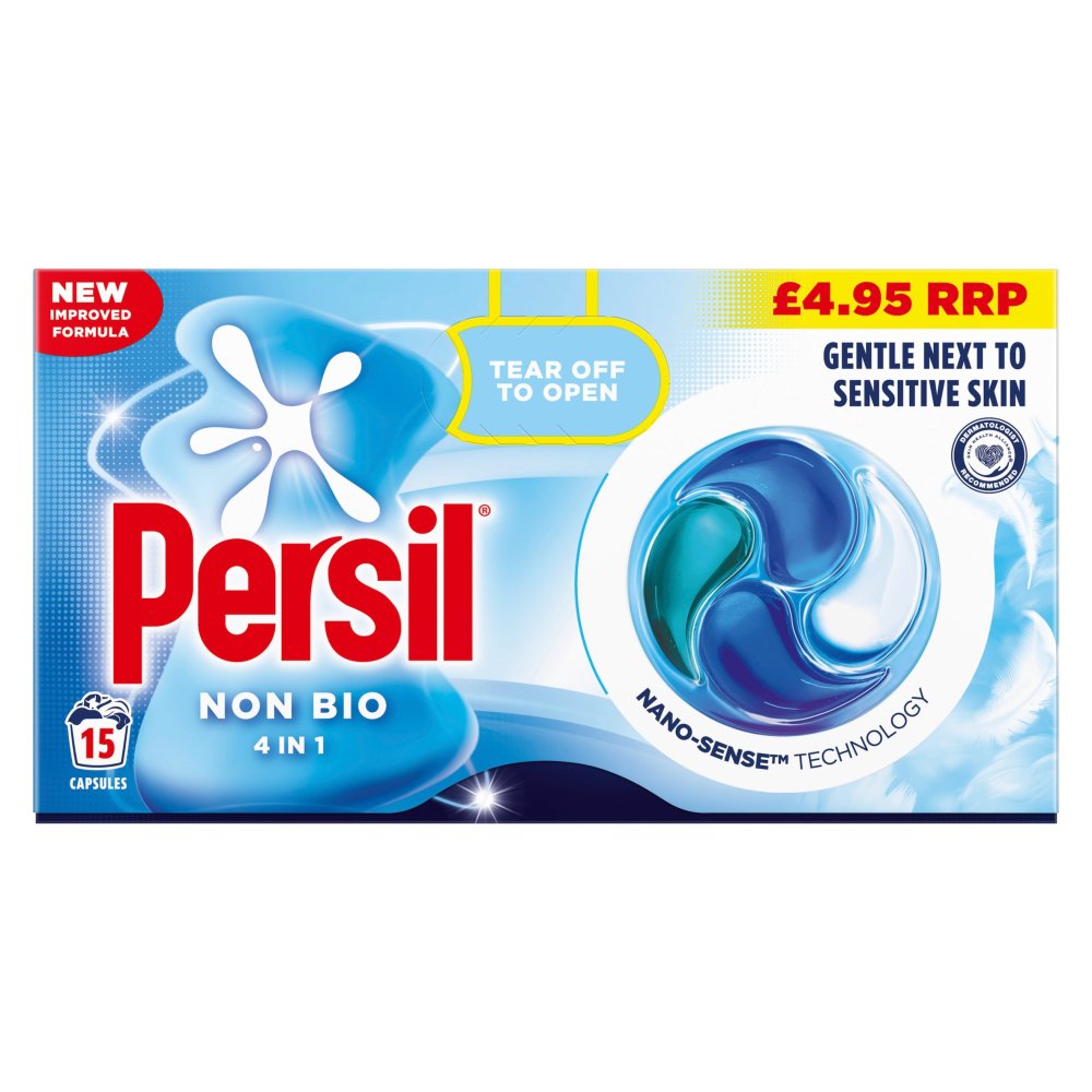 Persil Non Bio 4 in 1 fast-dissolving laundry capsules, 15 washes 15pack × 4 × 1