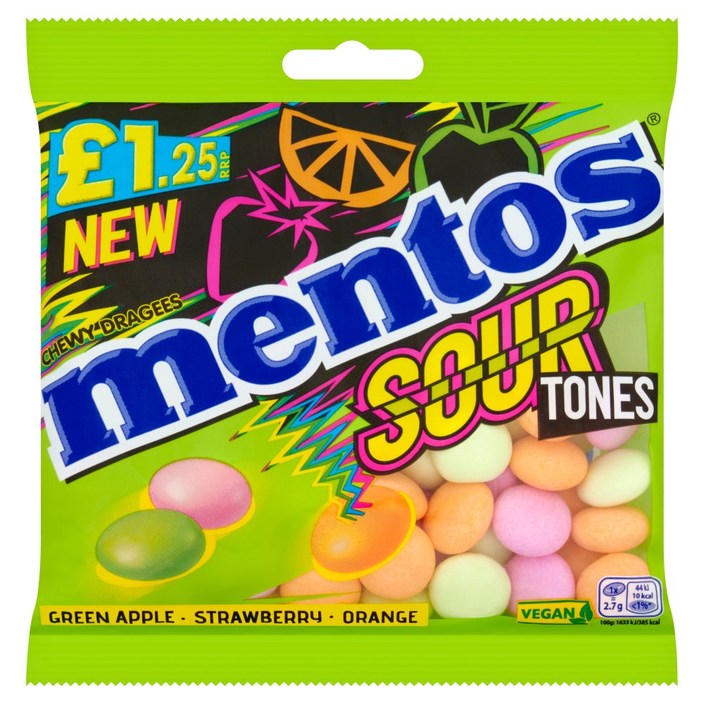 Mentos Sour Tones Chewy Dragees 120g 120g × 12 × 1