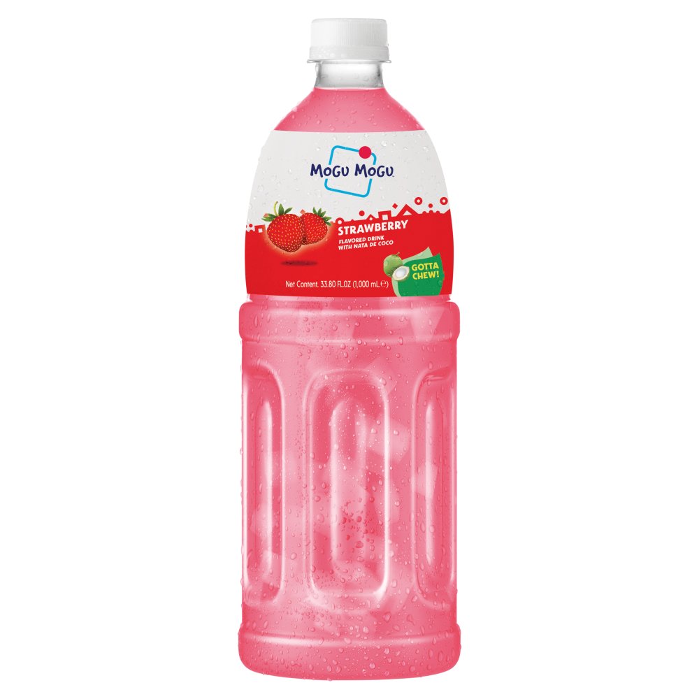 Mogu Mogu Strawberry Flavored Drink with Nata De Coco 1,000ml 1Ltr × 1