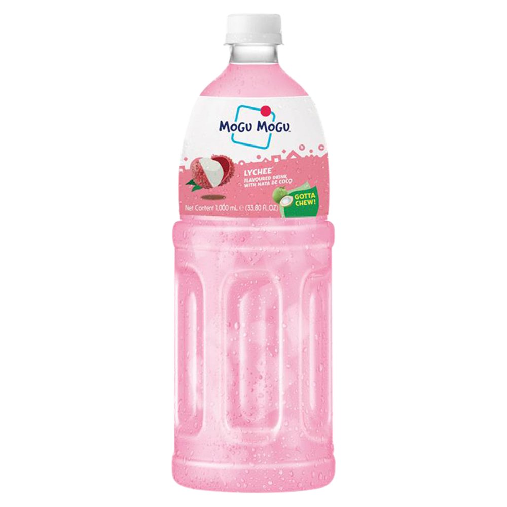 Mogu Mogu Lychee Flavoured Drink with Nata De Coco 1,000ml 1Ltr × 6