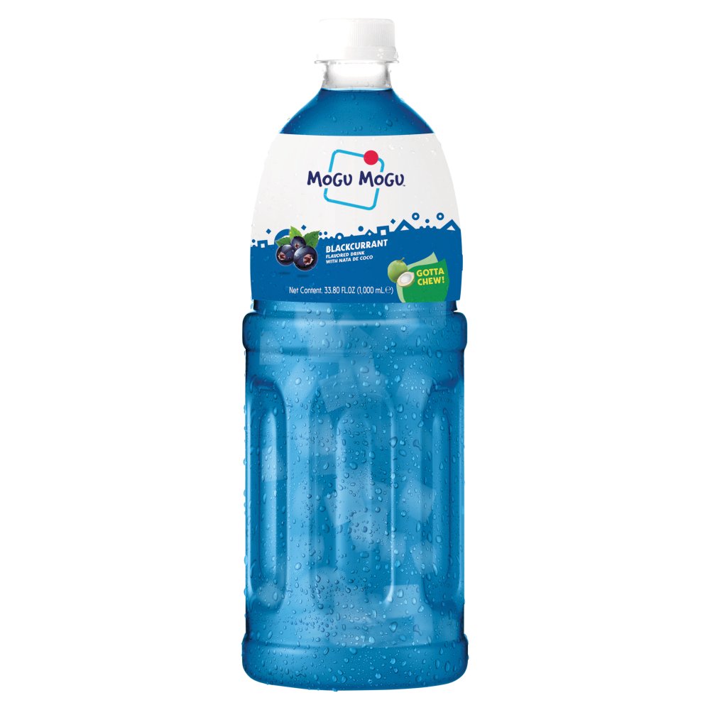 Mogu Mogu Blackcurrant Flavored Drink with Nata De Coco 1,000ml 1Ltr × 1