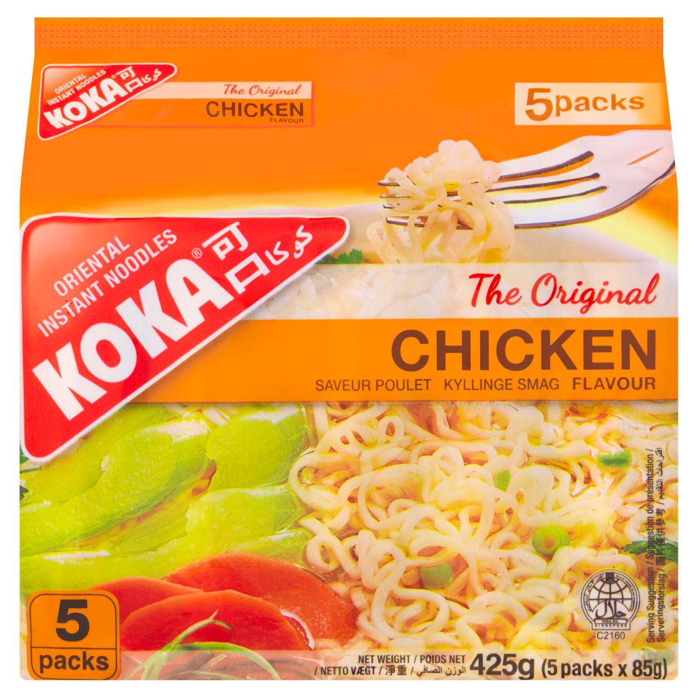 Koka The Original Chicken Flavour Oriental Instant Noodles 5 x 85g (425g) 85g × 12