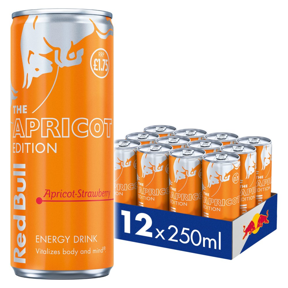 Red Bull Apricot Edition Apricot & Strawberry Energy Drink 250ml 12 Pack 250ml × 12 × 1