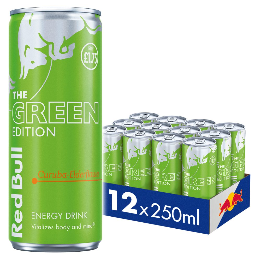 Red Bull Green Edition Curuba & Elderflower Energy Drink 250ml 12 Pack 250ml × 12 × 1