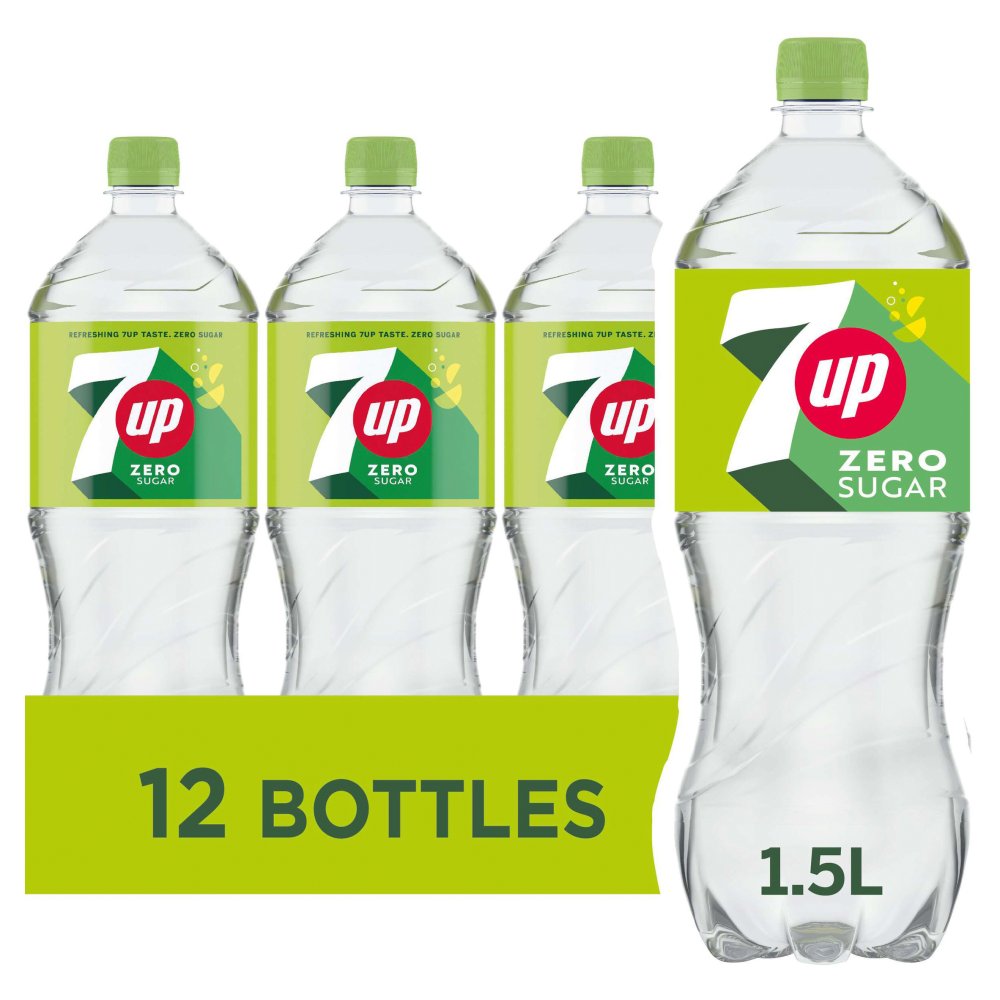 7UP Zero Sugar Free Lemon & Lime Bottle 1.5L 1.5Ltr × 12 × 1