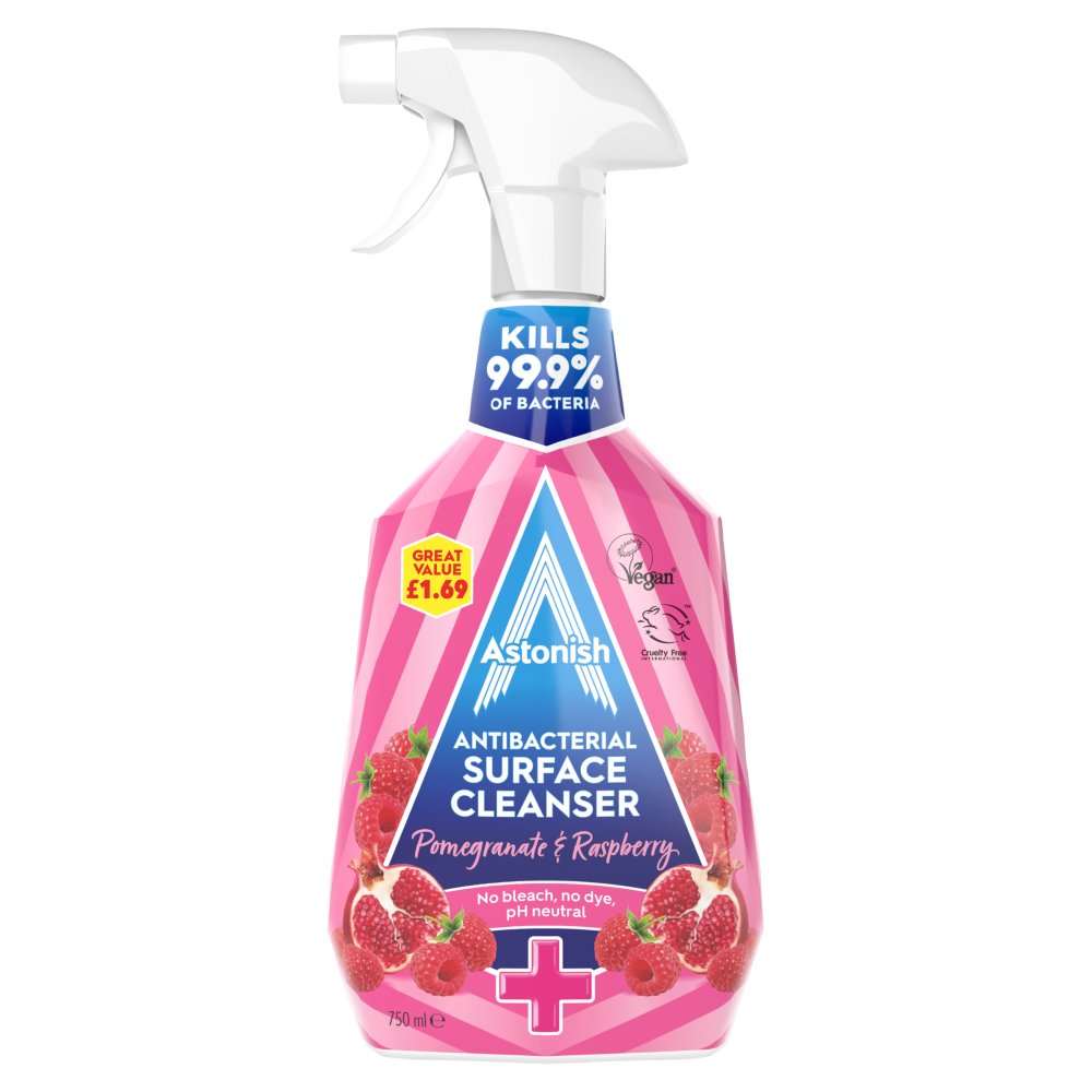 Astonish Pomegranate & Raspberry Antibacterial Surface Cleanser 750ml 750ml × 6 × 1