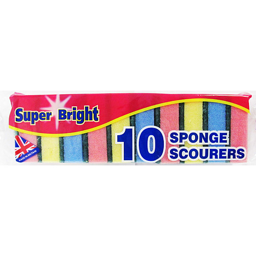 Super Bright 10 Sponge Scourers 10s × 10 × 1
