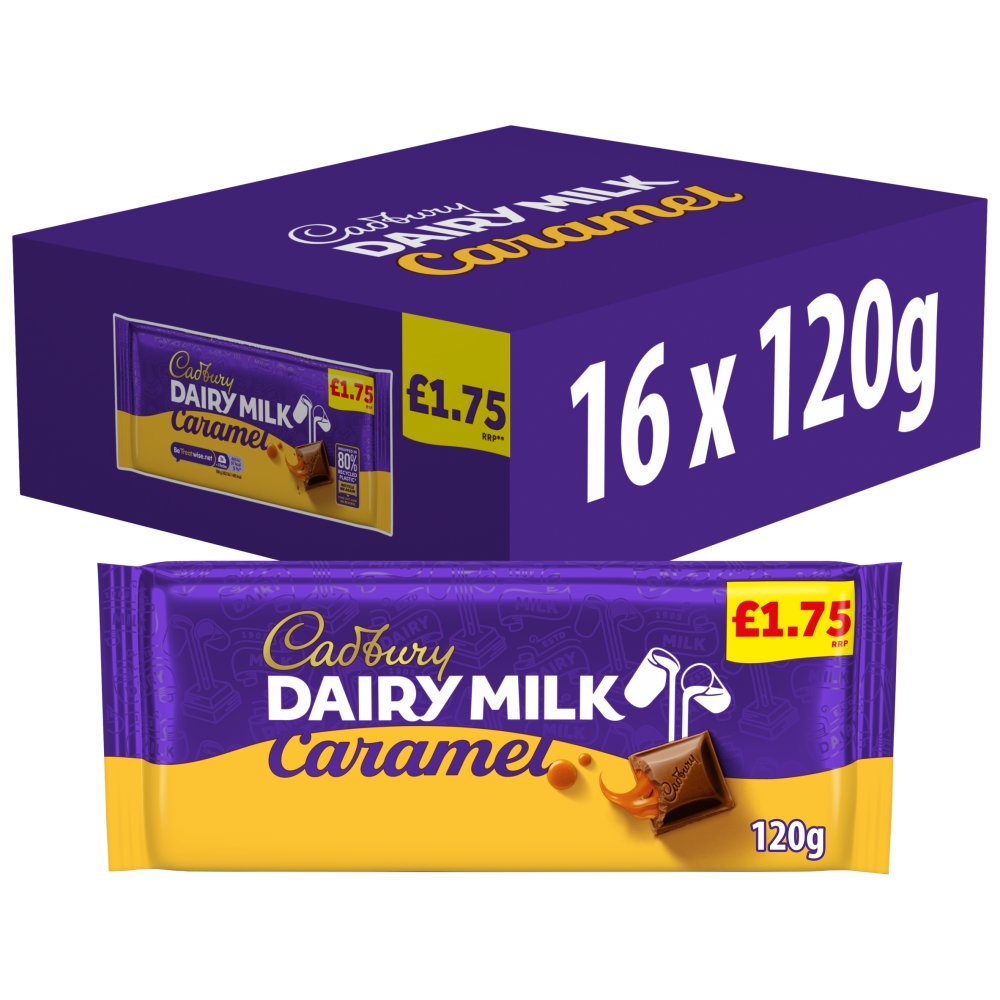Cadbury Dairy Milk Caramel Chocolate Bar 120g 120g × 16 × 1