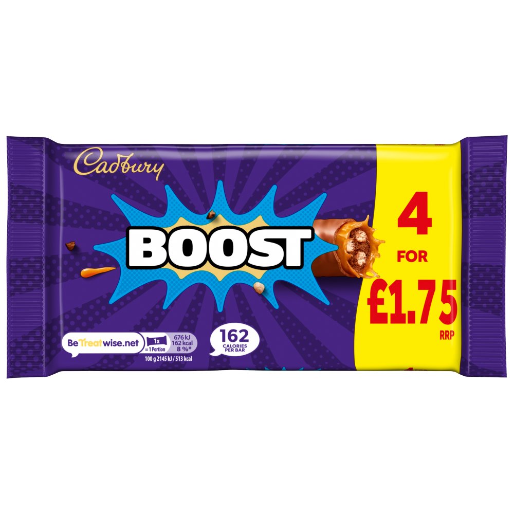 Cadbury Boost Chocolate Bar 126g 4pk × 12 × 1