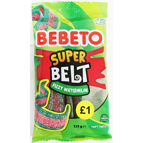 Bebeto Super Belts Fizzy Watermelon 135g 135g × 12 × 4