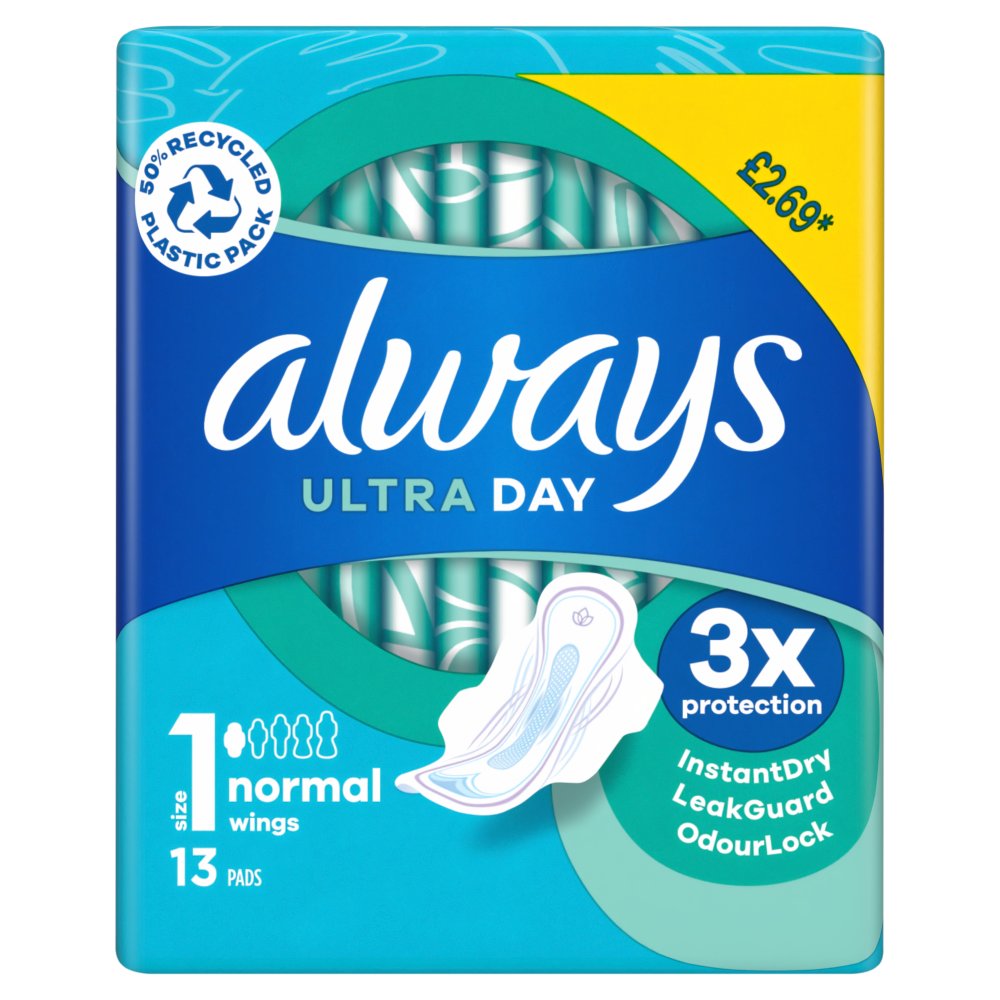 Always Ultra Day Pads Normal (S1) Wings x13 69 × 6 × 1